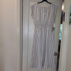 NWT grey white striped maxi casual/business casual Mila Mae dress size L